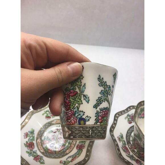 VINTAGE Coalport CHINA Indian Tree Pattern SET OF TWO Teacups and Saucer SET - Picture 9 of 12